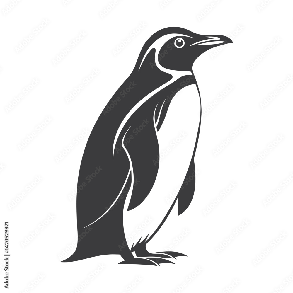 Minimalist Penguin Silhouette – Bold Black & White Side Profile Design Minimalist Penguin Silhouette – Bold Black & White Side Profile Design