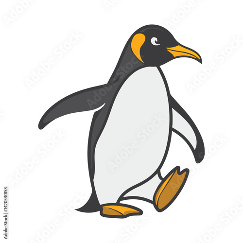 Side Profile Cartoon Penguin Walking – Cute Minimal Vector Design