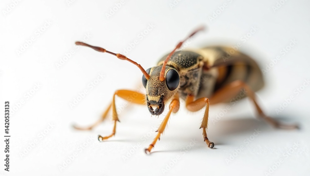 Close-up of single insect on pure white background, white, arthropod, white background
