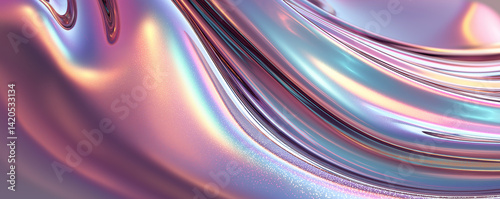 Iridescent waves flowing in abstract design
