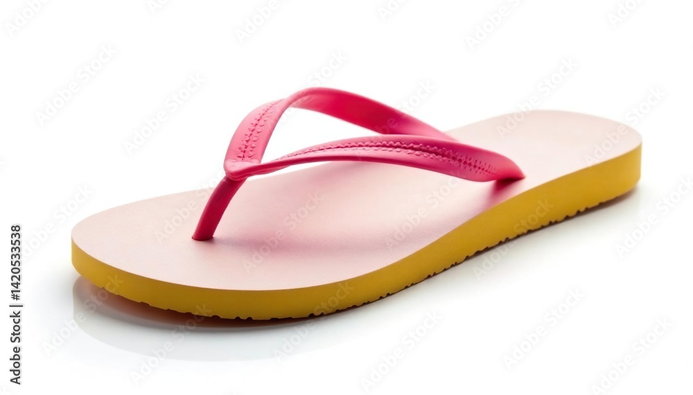 A single flip-flop isolated on a white background , travel, product shot A single flip-flop isolated on a white background , travel, product shot