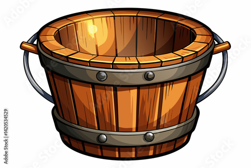 vector of Wooden bucket isolated on white background. Clipping path included.