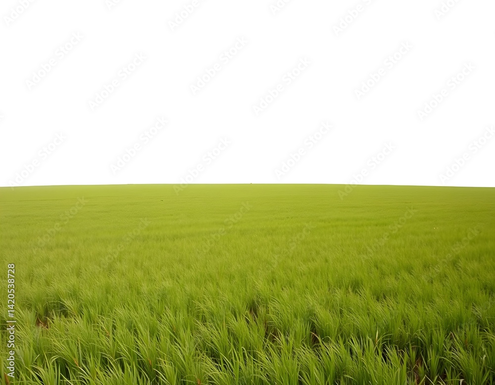 Obraz premium Expansive Green Grassland Isolated on White Background