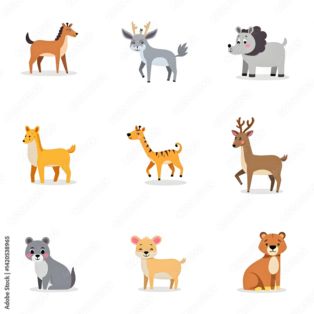 Fototapeta premium set of funny animals png