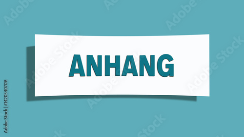 Anhang (Attachment) - A card isolated on light green background.
