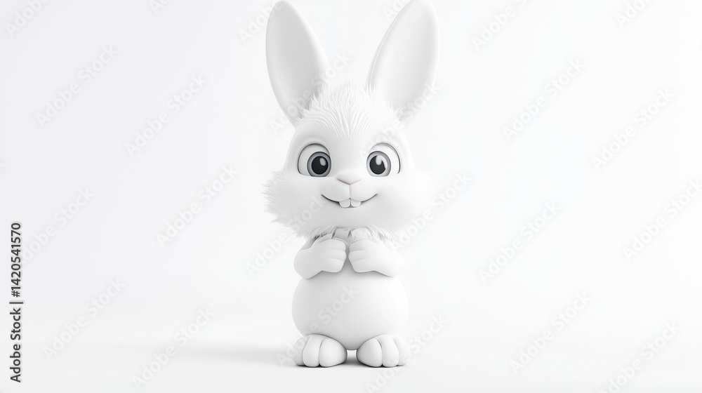 Obraz premium Cute white cartoon bunny