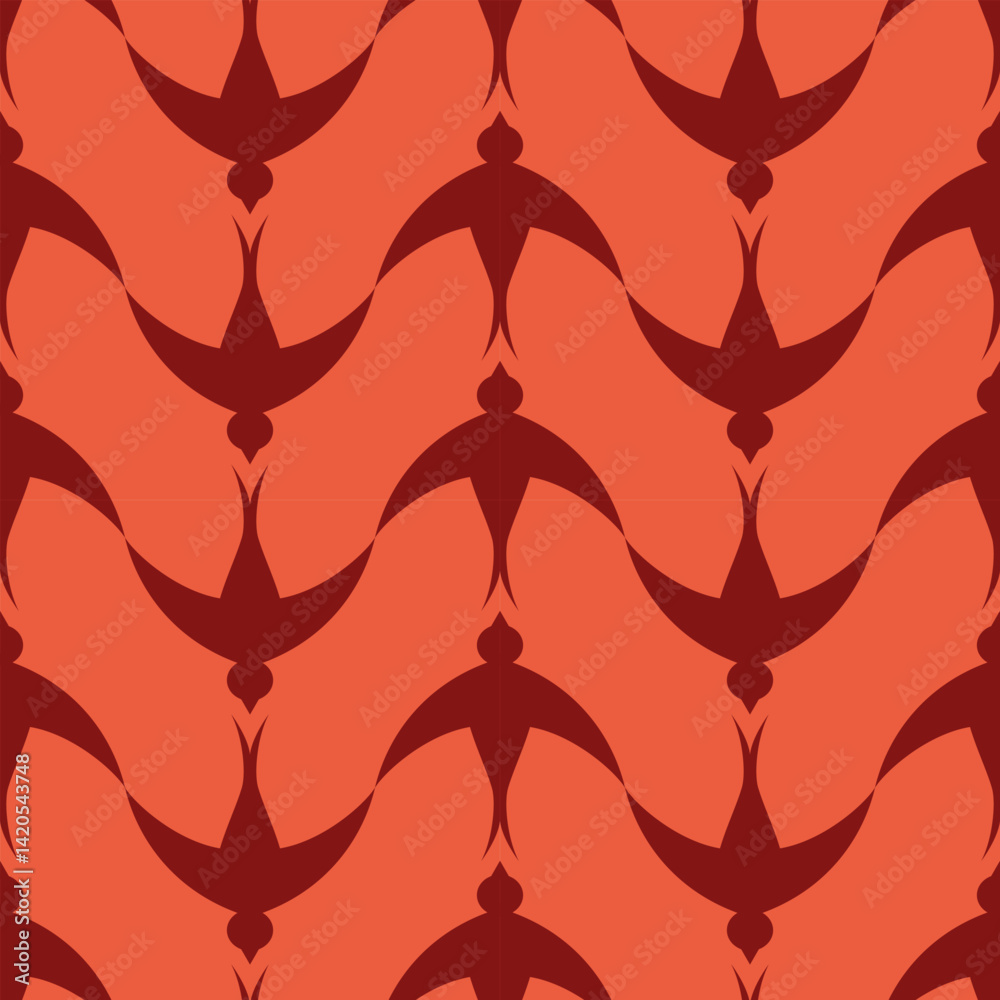 seamless pattern of stylized silhouettes of birds, vector