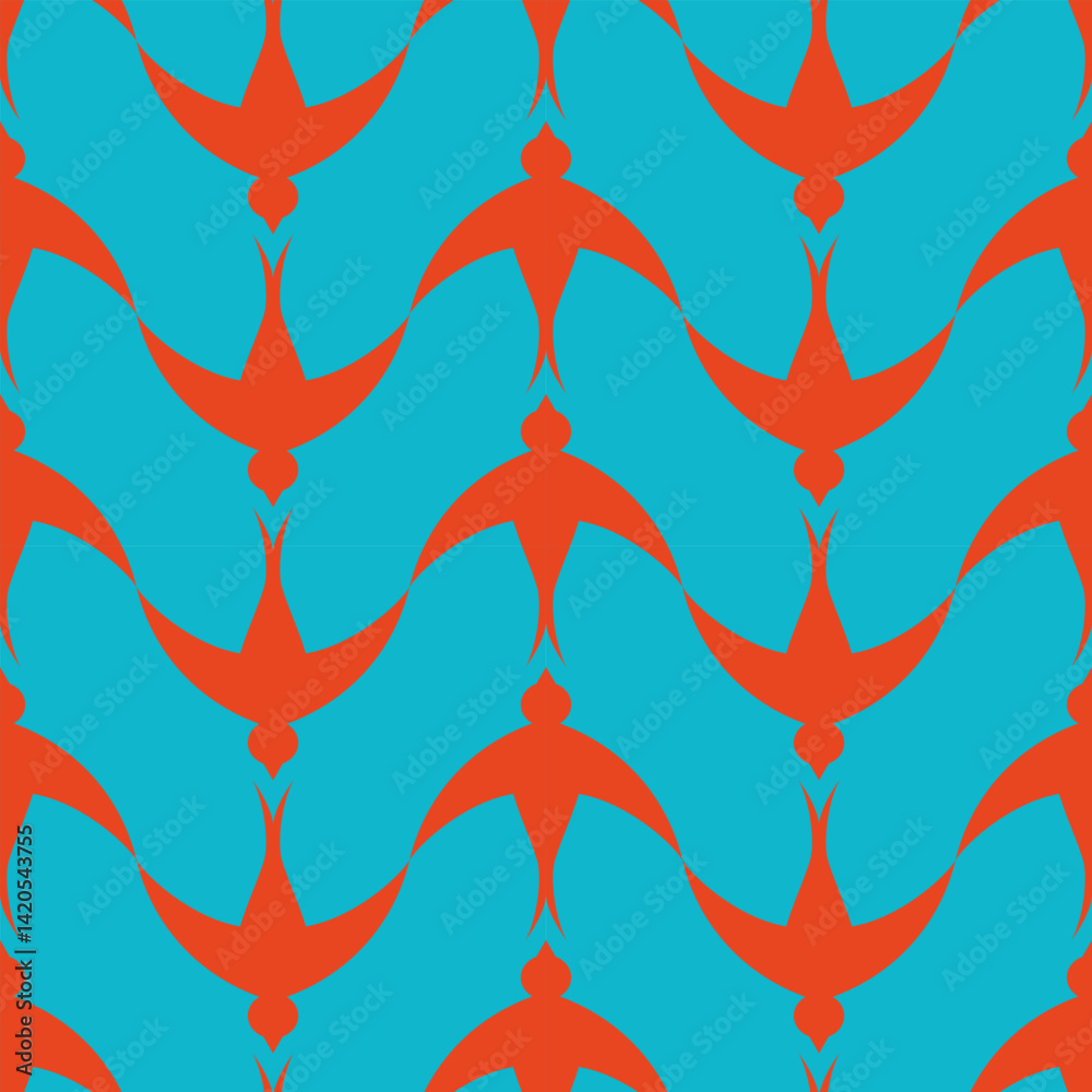 seamless pattern of stylized silhouettes of birds, vector