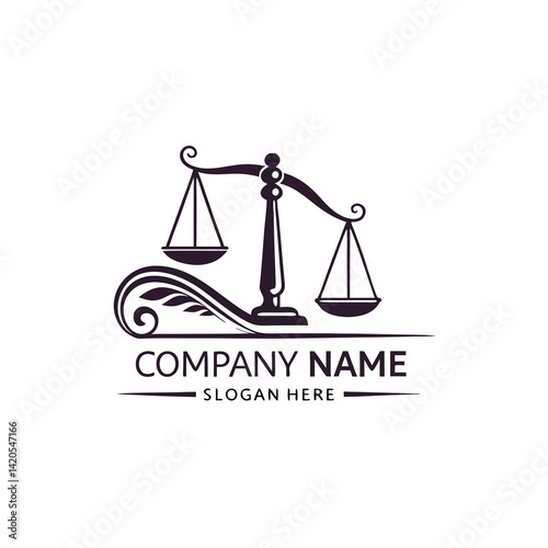 Justice scales logo with company name and slogan