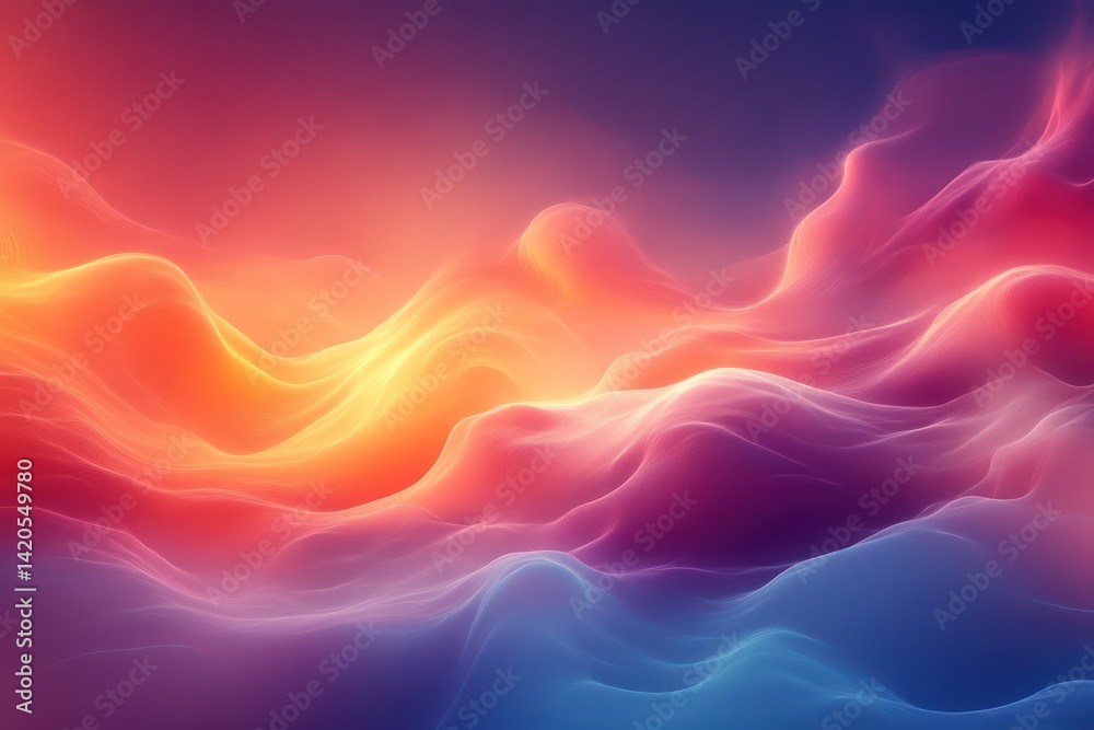 Fototapeta premium Abstract Colorful Landscape with Fluid Waves and Gradient Sky