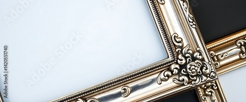 close up of a gold frame on a wall