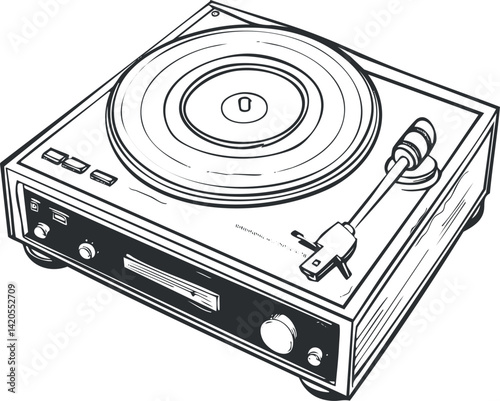 A vintage turntable showcasing a vinyl record, illustrating the classic music playback experience.