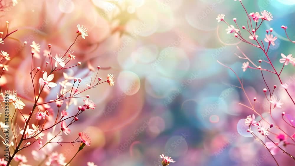Zarte Pastellrosa Blumen Bokeh Animation Hintergrund