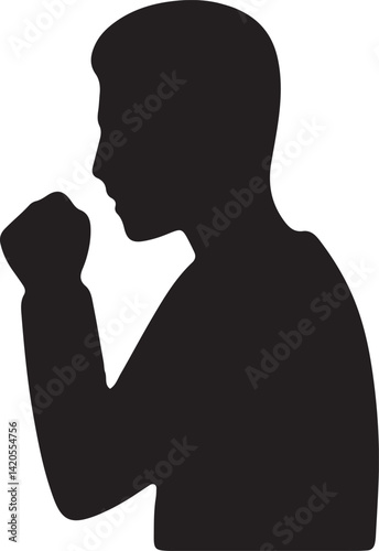 An illustration of a silhouette of a man coughing