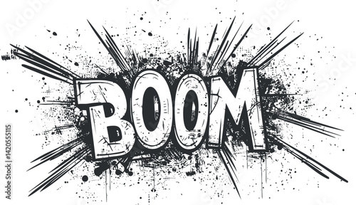 A dynamic comic-style illustration featuring the word Boom with explosive effects.