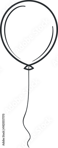 A simple outline illustration of a balloon suitable for various celebrations and events.