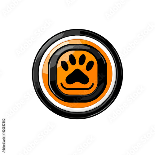 Pet Training Clicker Icon with Paw Print Design  