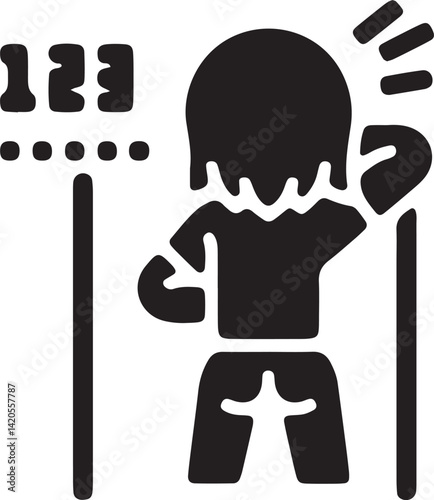 an illustration of a hide and seek game with a child covering their eyes and counting one two three