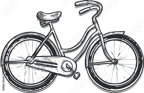 Vintage bicycle illustration showcasing a classic design with two wheels and handlebars