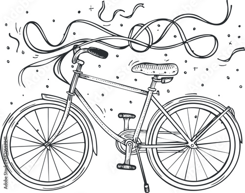 A stylish bicycle illustration featuring whimsical elements and a playful design.