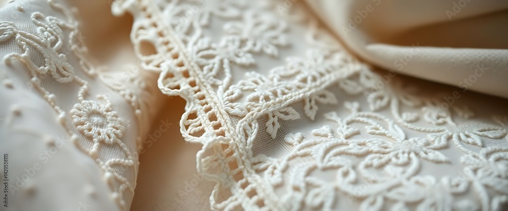 Obraz premium close up of a white lace fabric