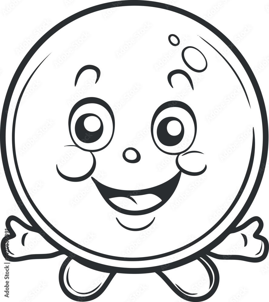 Fototapeta premium A cheerful cartoon bowling ball character with a happy face and playful expression.