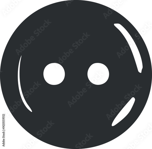 A minimalist black button icon featuring two dots, ideal for user interface design.