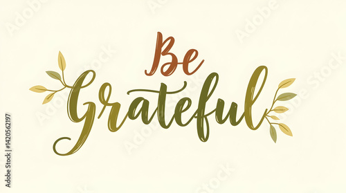 Warm “Be Grateful” Cursive in Amber and Green
