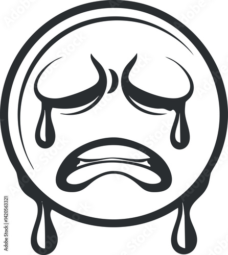 A sad face illustration showing tears and a frown expressing deep emotions and sorrow.