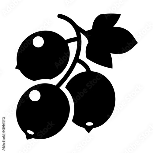 Canvas Print blackcurrant fruit minimalist silhouette vector icon - for graphic design projects blackcurrant, Modern Artwork