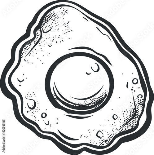 A hand-drawn illustration of a fried egg, perfect for food-related designs or culinary themes.