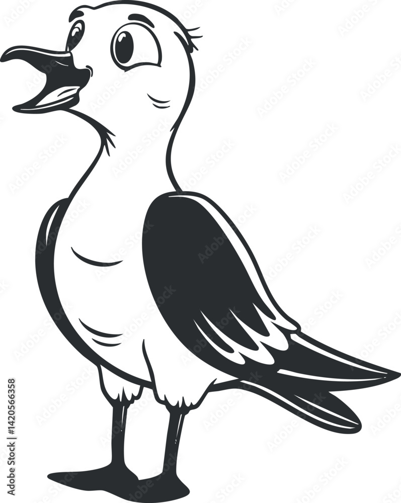 Fototapeta premium A playful cartoon bird character with a cheerful expression and stylized features.