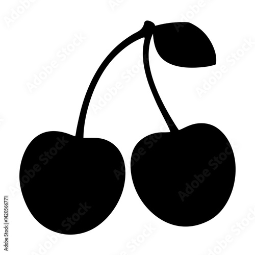 cherry fruit minimalist silhouette vector icon - for graphic design projects cherry, Modern Artwork.