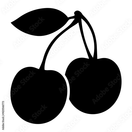 cherry fruit minimalist silhouette vector icon - for graphic design projects cherry, Modern Artwork.