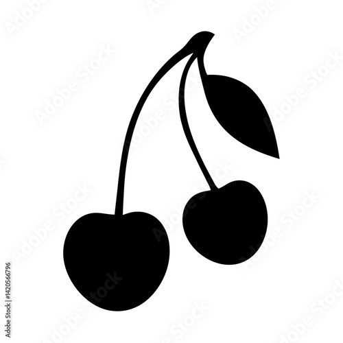cherry fruit minimalist silhouette vector icon - for graphic design projects cherry, Modern Artwork.