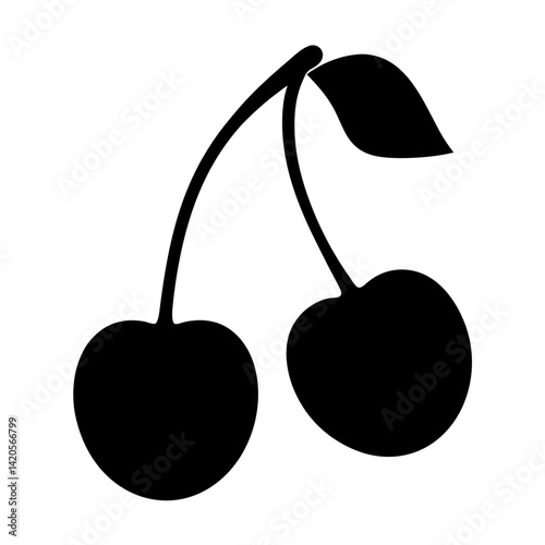 cherry fruit minimalist silhouette vector icon - for graphic design projects cherry, Modern Artwork.