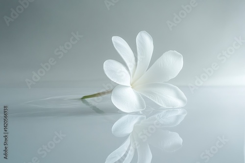 White Flower with Reflection on Water Surface
