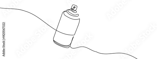 Continuous line spray can vector illustration with transparent background editable stroke.