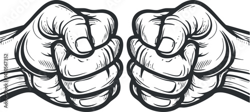 Two clenched fists representing strength determination and unity in a powerful gesture