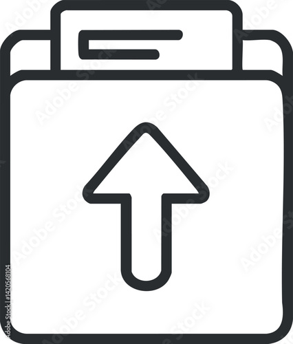 An illustration of an upload icon featuring an arrow pointing upwards on a file.