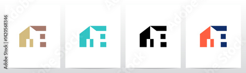 House Property Simple Geometric Shape Negative Space Letters Initial Logo Design E