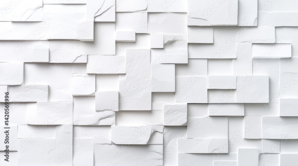 Abstract white geometric wall pattern