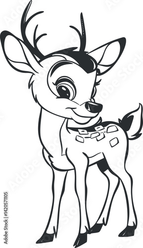 A cute cartoon deer character with a playful expression and friendly demeanor.