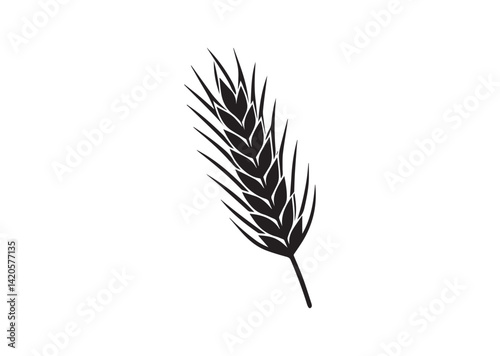 Agriculture wheat ear silhouette Vector