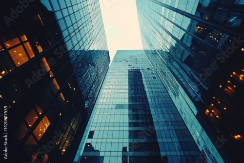 Wallpaper Mural Towering Glass Skyscrapers Reach Towards the Sky, Reflecting Urban Architecture and Modern Design Elements Torontodigital.ca