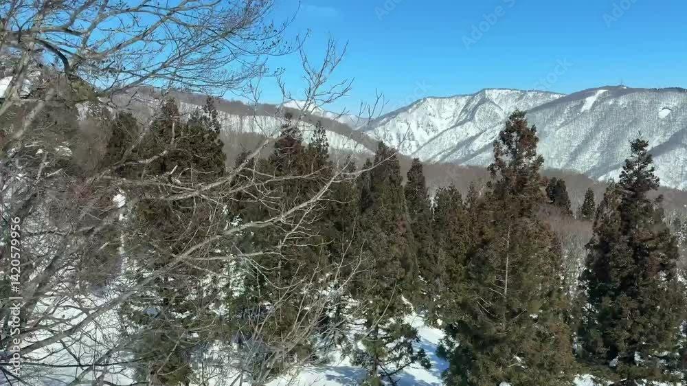 マイムービー 4スキーリゾート　ゴンドラから見る青空と風景