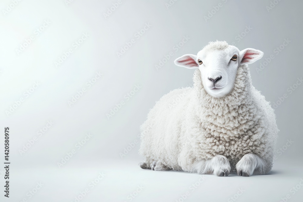 Fototapeta premium White Sheep Laying Down