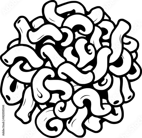 A Circular Arrangement Of Elbow Macaroni Pasta