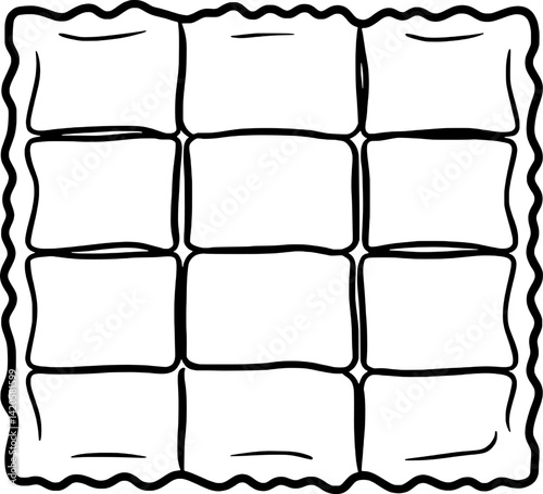 Line Drawing Of A Ravioli Sheet Nine Sections Food Illustration