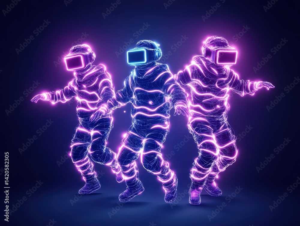Fototapeta premium Futuristic Astronauts in VR
